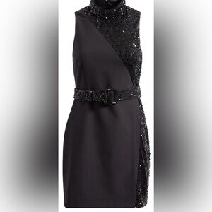 Sequin Belt Mini Dress - Black New w/Tags